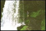 Mick and Barry behind Sgwd yr Eira Falls .
