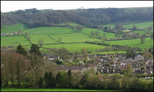 Uley from half way up Uley Bury.