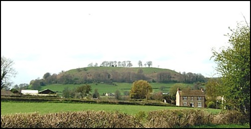 The view of Uley Bury which we saw as we left the woods and approached Uley.