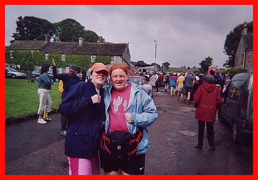 It's almost 10 a.m. and Amelia (left) and Emma are waiting for the walk to start.