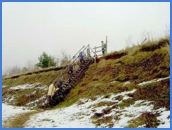 Climbing up the 'Iron Staircase' .