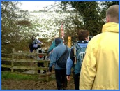 Waiting to cross a stile to the west of Eastwell .