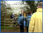Waiting to cross a stile to the west of Eastwell .