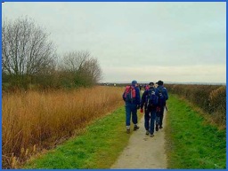 Easy walking along the dry tow path .