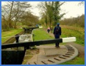 Larry, at Dicks Lane Lock, making sure walkers go the correct way .