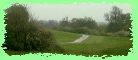 Almost home.<br />St. Mary's Church in Warwick seen in the distance through the drizzle that had accompanied us from Kenilworth.