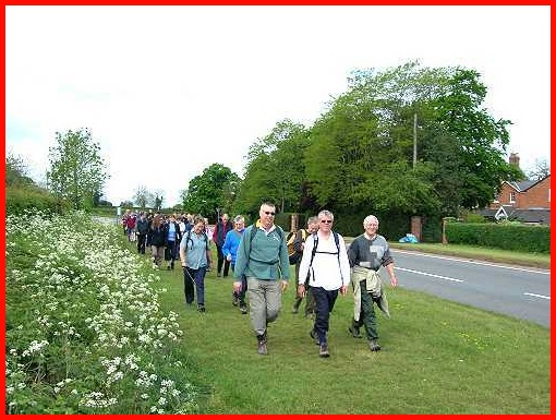 Jeff, front centre, leading the way along the A445 to Paggetts Lane<br />