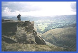 Another view towards the Edale Valley and Great Ridge .