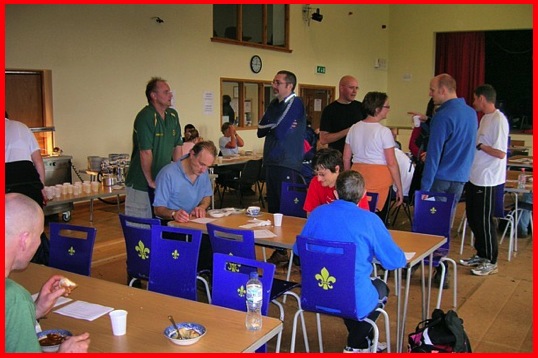 Inside Waltham Village Hall at the end of the walk.Inside Waltham Village Hall at the end of the walk .