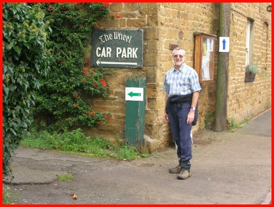 Mick, outside the Wheel Inn in Branston .