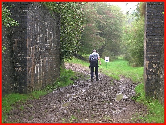 Mud by the old topless railway bridge .