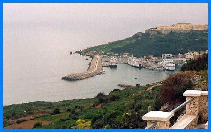 Looking down on Mgarr, the ferry terminal on Gozo