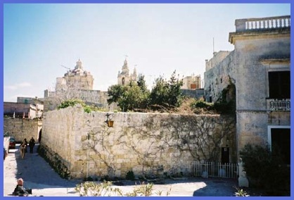 The walls and Cathedral in Mdina.