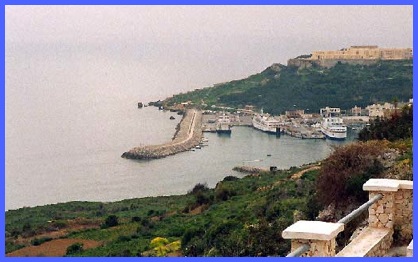Looking down on Mgarr, the ferry terminal on Gozo