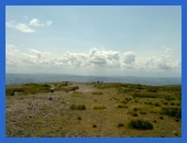 The barren landscape on the top of Pendle . 