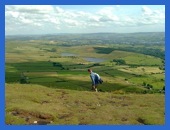 Greg starting to decend Pendle Hill . 