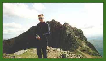 Greg on Crib y Ddysgl with Crib Goch beyond.