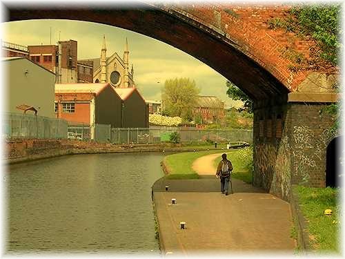 Anne, a bridge and a church near the Camp Hill Locks.